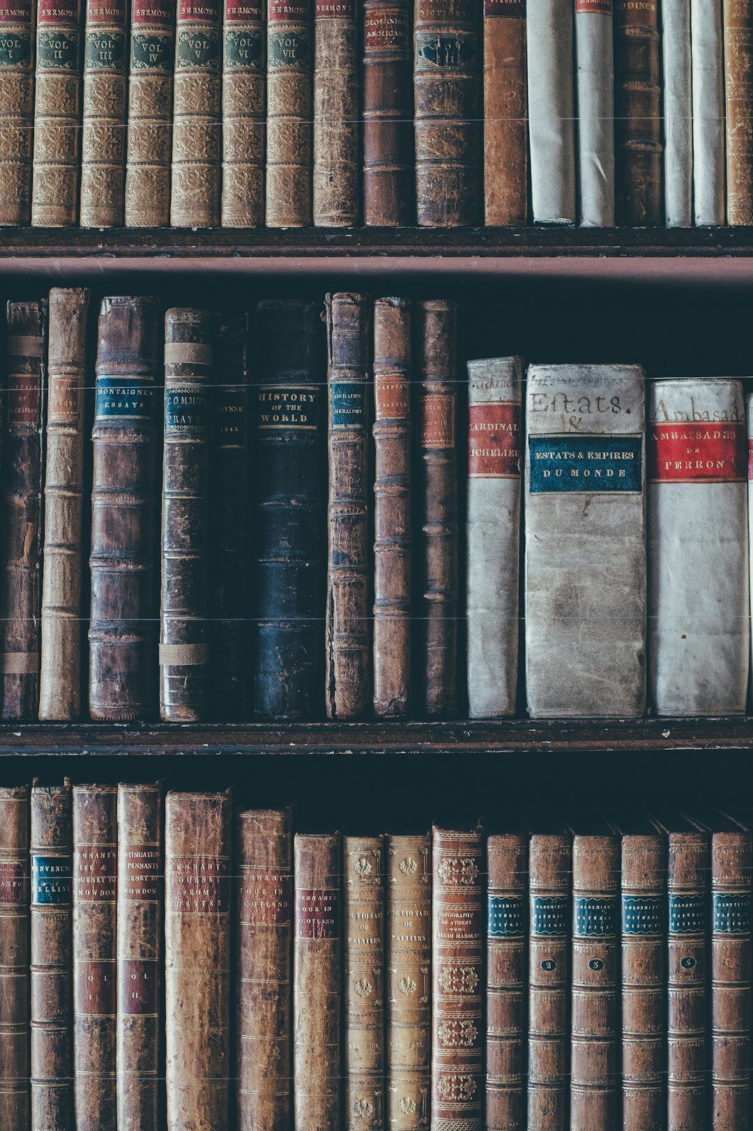 dark books on shelf