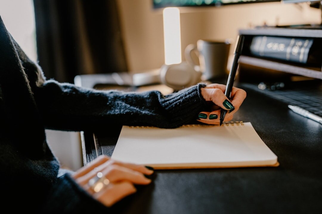 mystery writer at desk